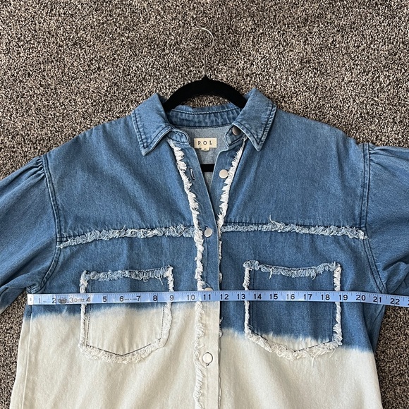 POL Blue and White Jean Shacket - Picture 4 of 7
